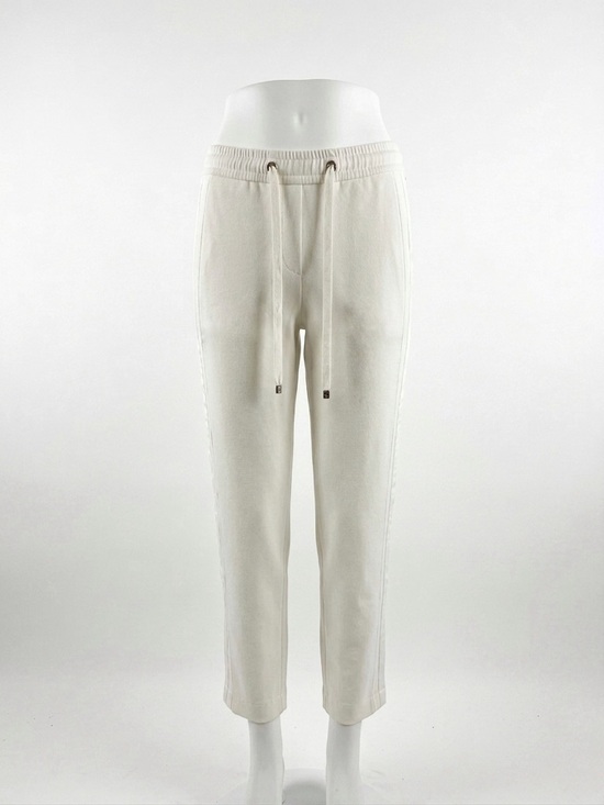 Marc Cain Pants - NEW ON WEBSITE! Marc Cain Cream Linen Blend Drawstring Tapered Pants Small